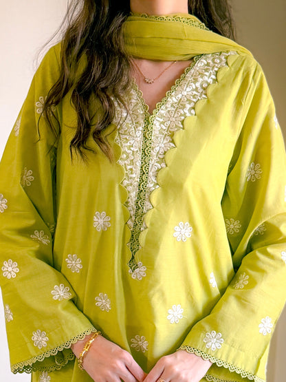 3pc pista green lawn suit