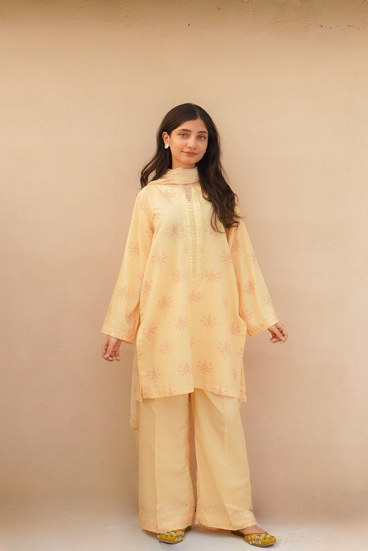 Butter yellow 3pc lawn suit