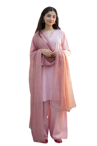 Pink 3pc lawn suit
