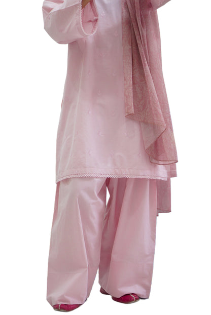 Pink 3pc lawn suit