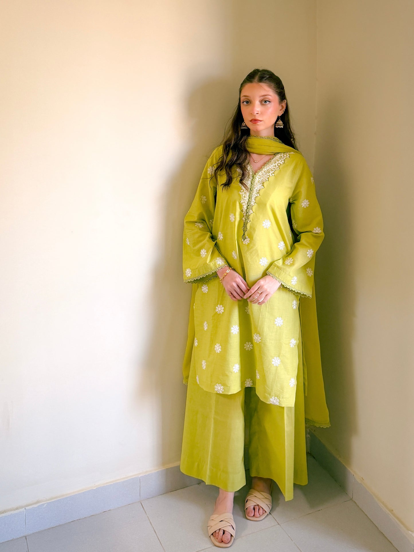 3pc pista green lawn suit