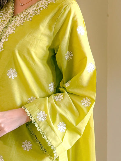 3pc pista green lawn suit