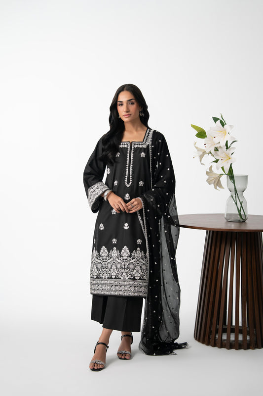 SIYAH 3PC COTTON EMBROIDERED SUIT