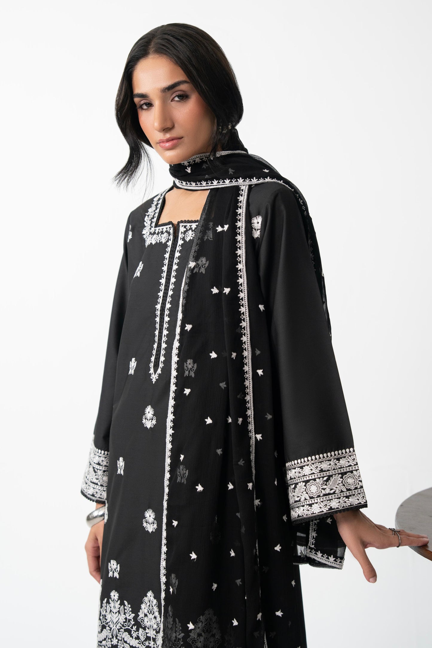 SIYAH 3PC COTTON EMBROIDERED SUIT